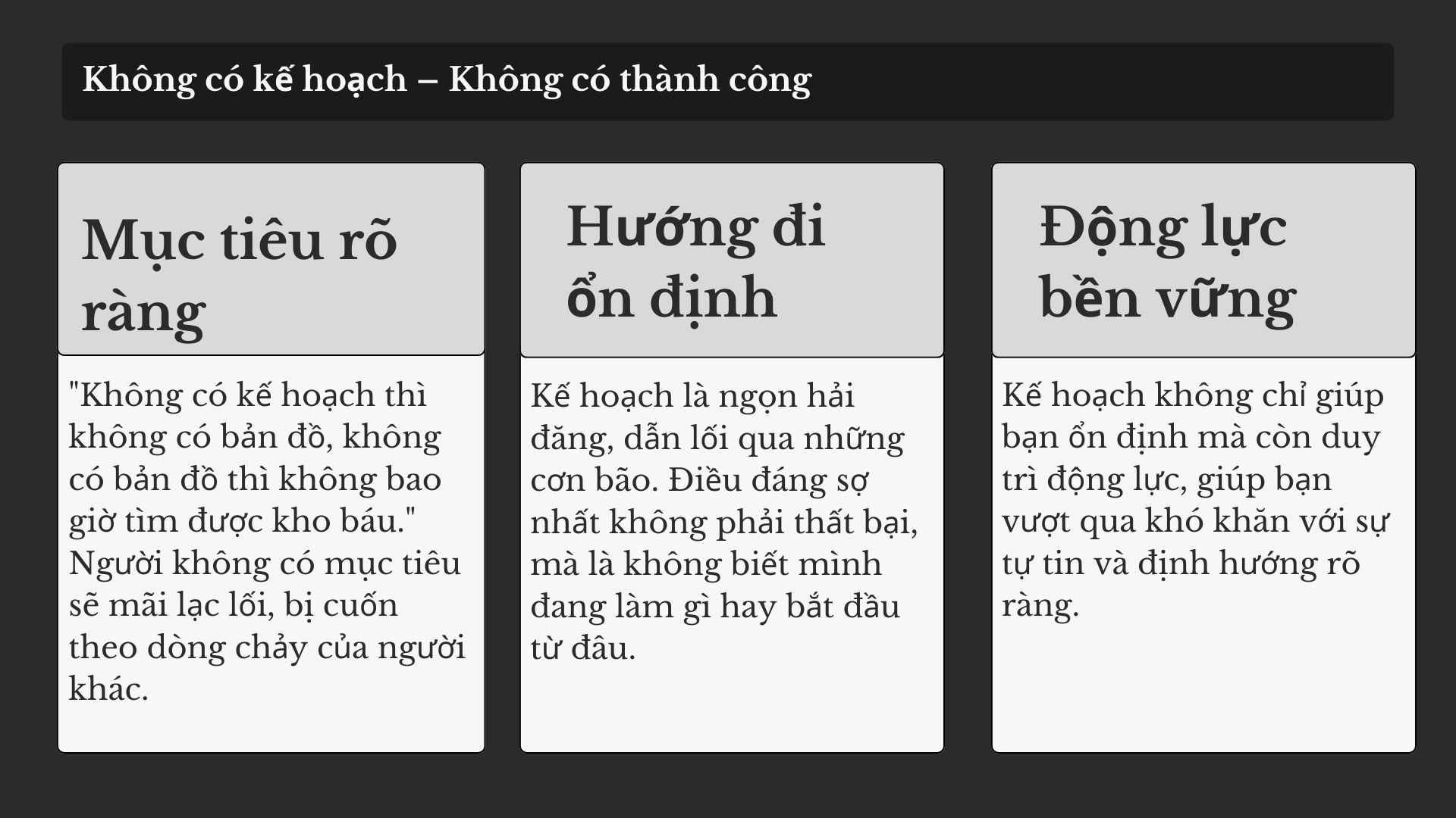 3. Không có kế hoạch – Không có thành công